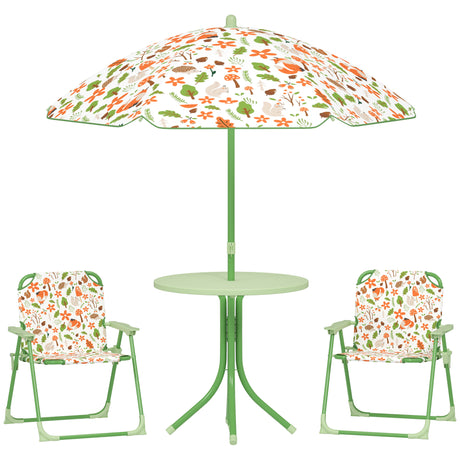 easycomfort easycomfort set da giardino per bambini 2 5 anni con tavolino rotondo 2 sedie pieghevoli e un ombrellone verde