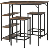 easycomfort easycomfort set tavolo alto con 2 sgabelli e scaffale stile industriale in metallo e legno arredamento moderno bar e cucina marrone rustico ean 8054144139098