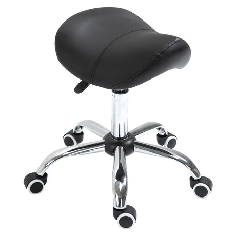easycomfort easycomfort sgabello da lavoro a sella con ruote e altezza regolabile per negozi parrucchiere e tattoo 52x53x49 61cm nero ean 8054144131412