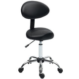 easycomfort easycomfort sgabello estetista con ruote e schienale altezza regolabile e seduta girevole in finta pelle nero