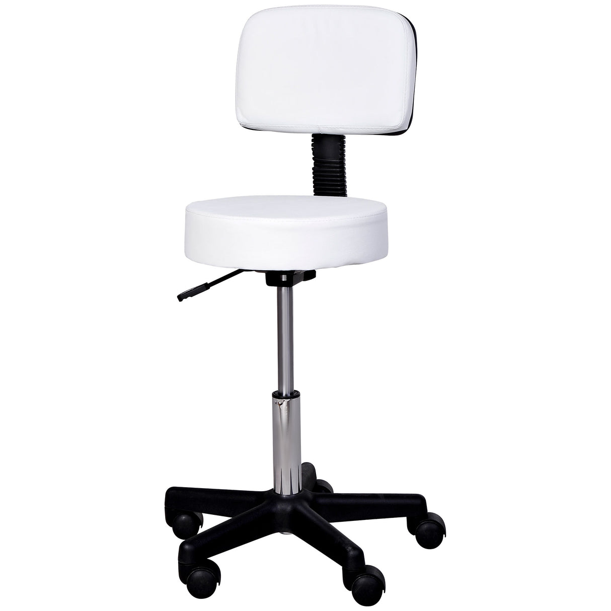 easycomfort easycomfort sgabello girevole con schienale altezza regolabile e 5 ruote in pelle pu bianca per casa o negozio ean 8054111844390
