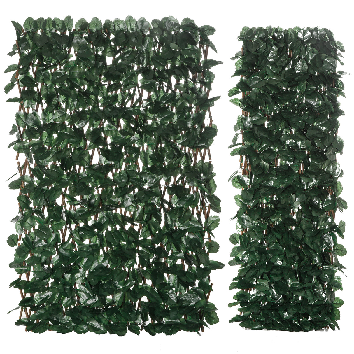 easycomfort easycomfort siepe artificiale a 2 sezioni da 356 foglie di edera in poliestere e rattan 200x100 cm verde e marrone