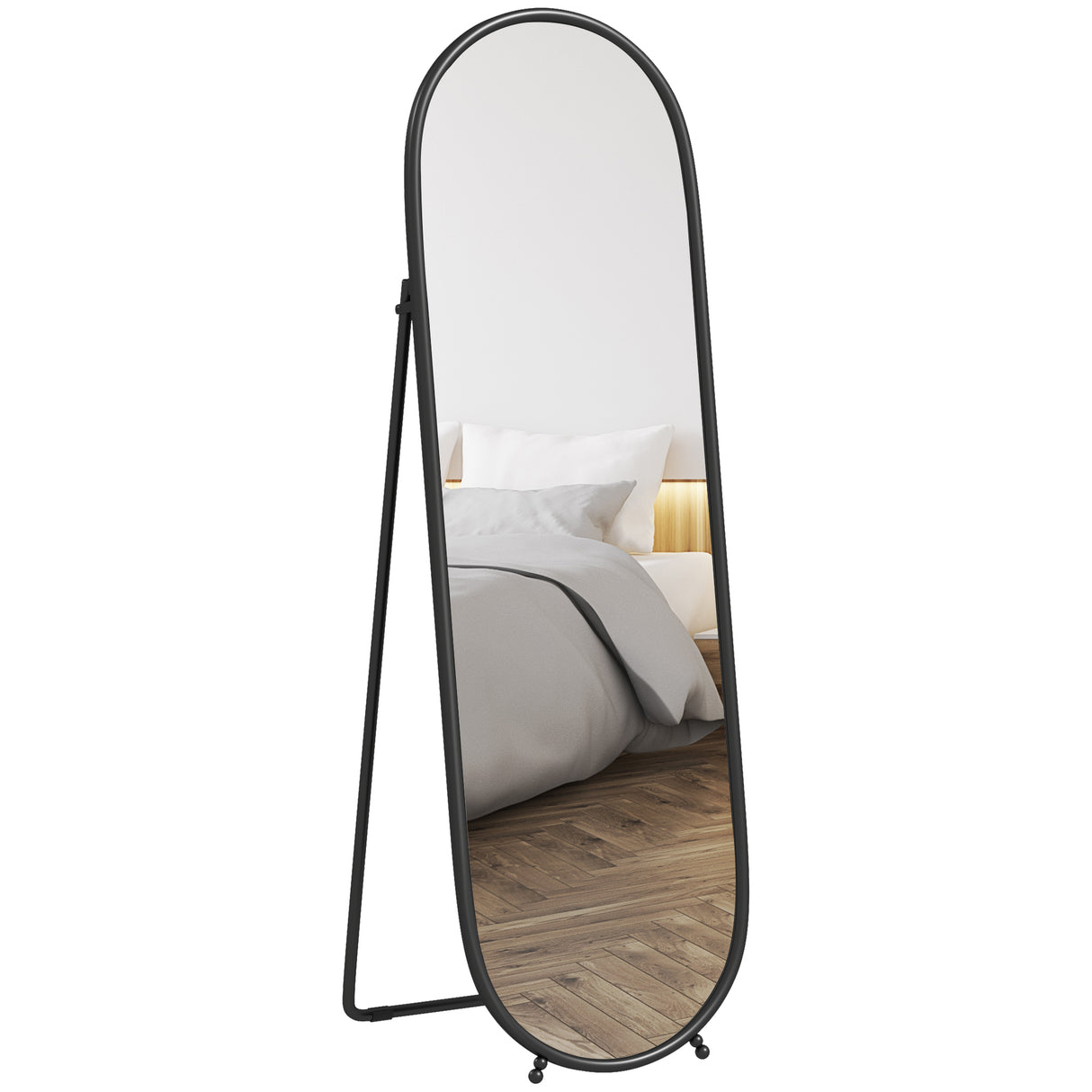 easycomfort easycomfort specchio a figura intera da terra con supporto pieghevole in vetro e metallo 40x41x159 cm nero