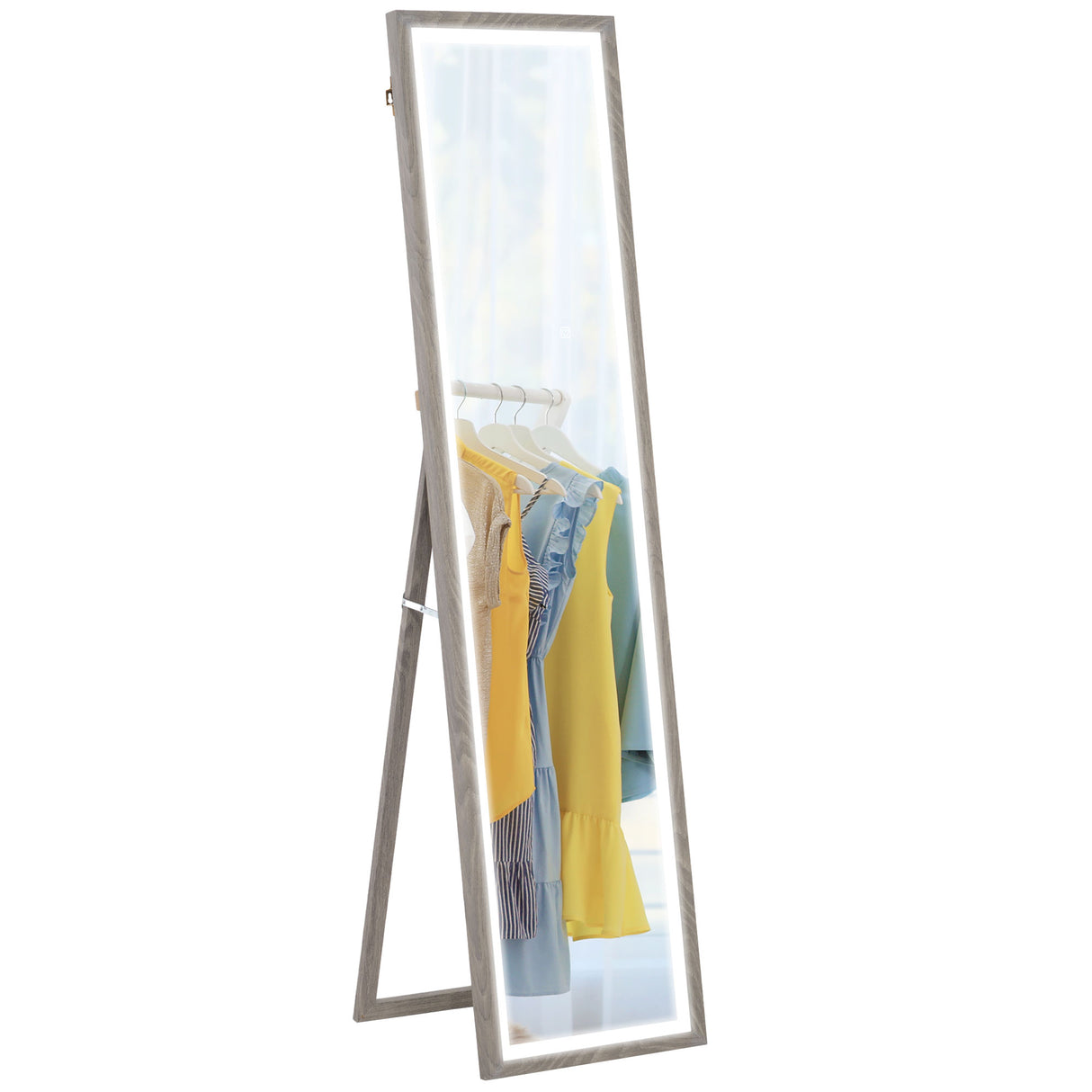 easycomfort easycomfort specchio illuminato con luci led regolabili e pulsante touch in vetro e mdf 40x5x160 cm grigio