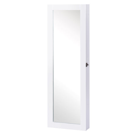 easycomfort easycomfort specchio portagioie da parete con ganci e scompartimenti in legno armadietto portagioie con specchio per orecchini collane e anelli 37x9 5x112 cm bianco