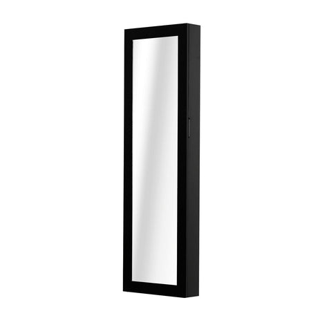 easycomfort easycomfort specchio portagioie da parete con ganci e scompartimenti in legno armadietto portagioie con specchio per orecchini collane e anelli 37x9 5x121 cm nero