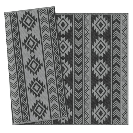 easycomfort easycomfort tappeto moderno per esterni nero e grigio in pp con design reversibile e pieghevole 182x274 cm
