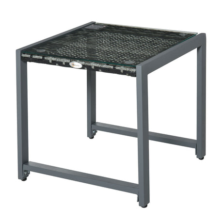 easycomfort easycomfort tavolino da caffe da giardino piano in vetro temperato in rattan alluminio 50 x 495 x 50 cm ean 8054111846066