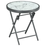 easycomfort easycomfort tavolino da caffe per giardino pieghevole con piano in vetro effetto marmo 45x50cm grigio