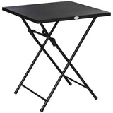 easycomfort easycomfort tavolino da esterni pieghevole in acciaio con piedini antiscivolo 60x60x71 cm nero