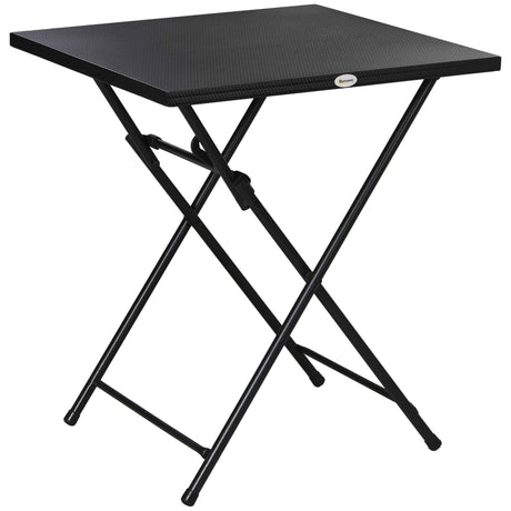 easycomfort easycomfort tavolino da esterni pieghevole in acciaio con piedini antiscivolo 60x60x71 cm nero