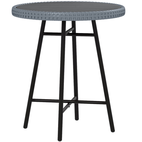 easycomfort easycomfort tavolino da giardino moderno con piano in plastica di legno in rattan e acciaio 50x50x55 cm grigio e nero