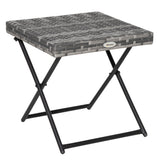 easycomfort easycomfort tavolino da giardino pieghevole salvaspazio in rattan sintetico e acciaio 40x40x40cm grigio