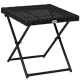 easycomfort easycomfort tavolino da giardino pieghevole salvaspazio in rattan sintetico e acciaio 40x40x40cm nero
