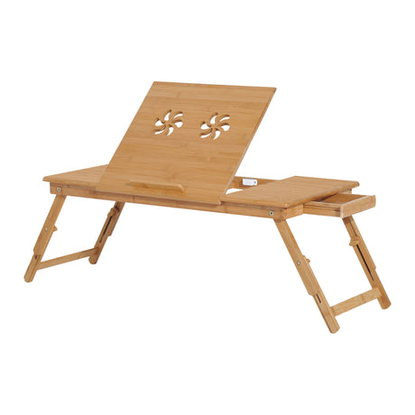 easycomfort easycomfort tavolino da letto per pc pieghevole e inclinabile con cassetto 72x35x22 30 colore legno