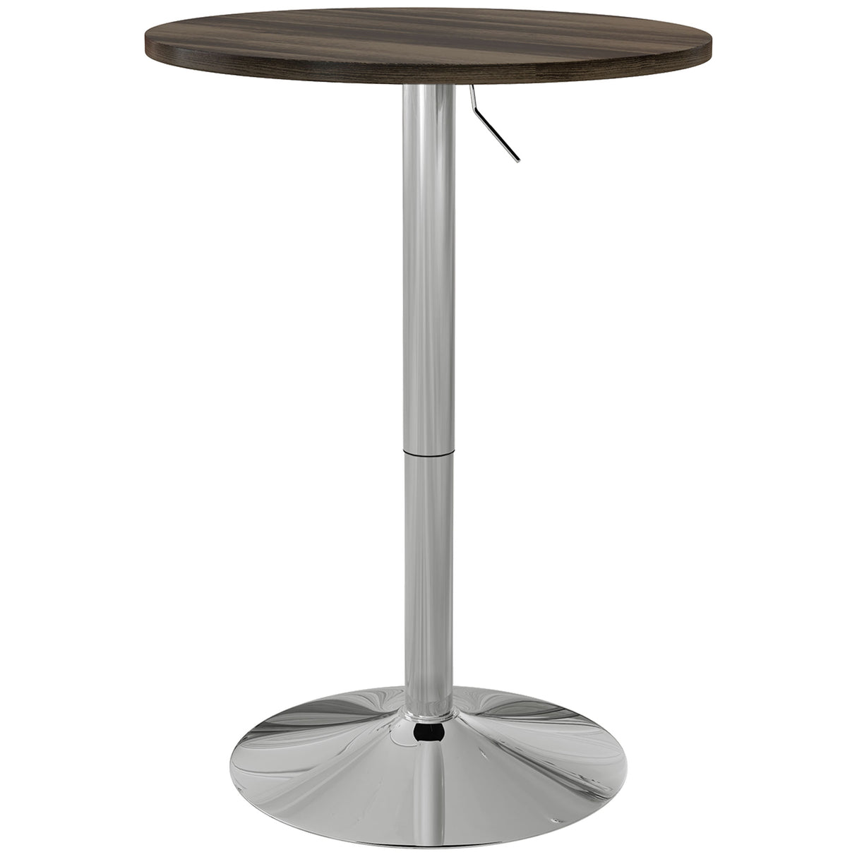 easycomfort easycomfort tavolo alto da bar con altezza regolabile piano girevole e base in acciaio 60x69 91cm marrone