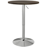 easycomfort easycomfort tavolo alto da bar con altezza regolabile piano girevole e base in acciaio 60x69 91cm marrone