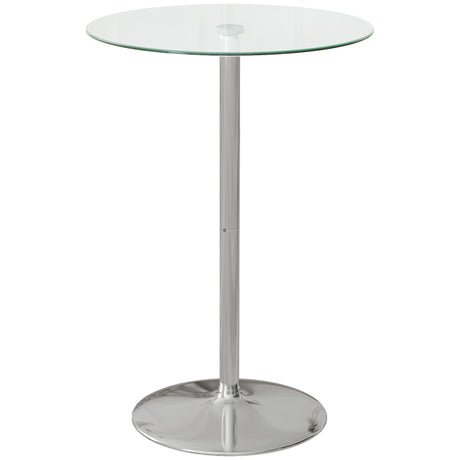easycomfort easycomfort tavolo alto da bar moderno rotondo con base in acciaio e piano in vetro 70x102cm trasparente