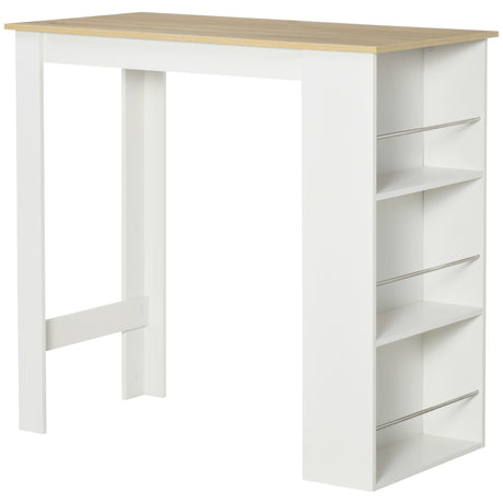 easycomfort easycomfort tavolo da bar con 3 mensole e barre protettive in acciaio e truciolato 112x57x106 cm bianco