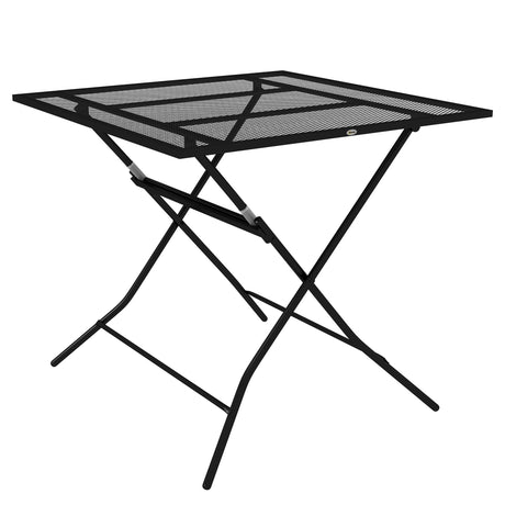 easycomfort easycomfort tavolo da giardino pieghevole quadrato con piano a rete in acciaio 80x80x74cm nero