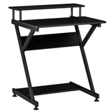 easycomfort easycomfort tavolo porta pc salvaspazio con ripiano monitor rialzato 70x60x85 5cm legno nero
