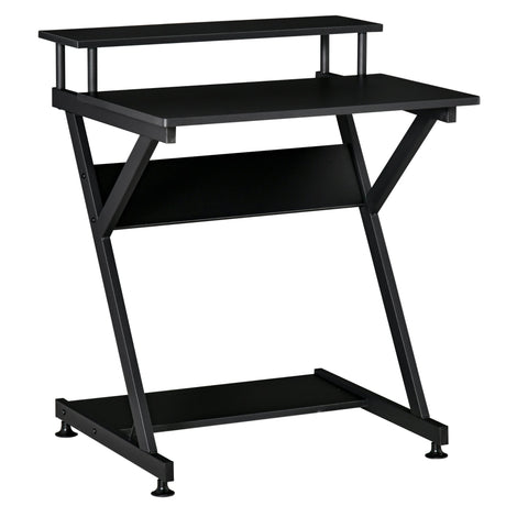 easycomfort easycomfort tavolo porta pc salvaspazio con ripiano monitor rialzato 70x60x85 5cm legno nero