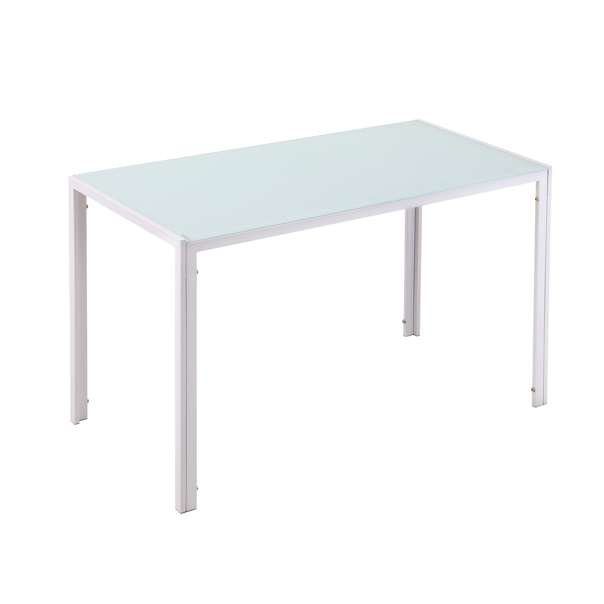 easycomfort easycomfort tavolo rettangolare da 4 persone per cucina e soggiorno tavolo moderno in metallo e vetro temperato 120x60x75 cm bianco