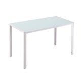 easycomfort easycomfort tavolo rettangolare da 4 persone per cucina e soggiorno tavolo moderno in metallo e vetro temperato 120x60x75 cm bianco