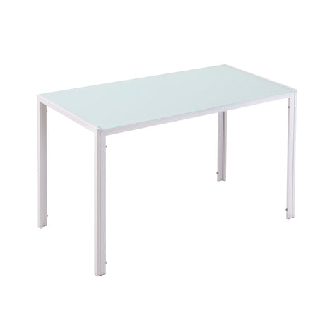 easycomfort easycomfort tavolo rettangolare da 4 persone per cucina e soggiorno tavolo moderno in metallo e vetro temperato 120x60x75 cm bianco