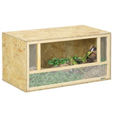 easycomfort easycomfort terrario per rettili in legno con porte in vetro scorrevoli e pannelli in rete 40x80x40 cm