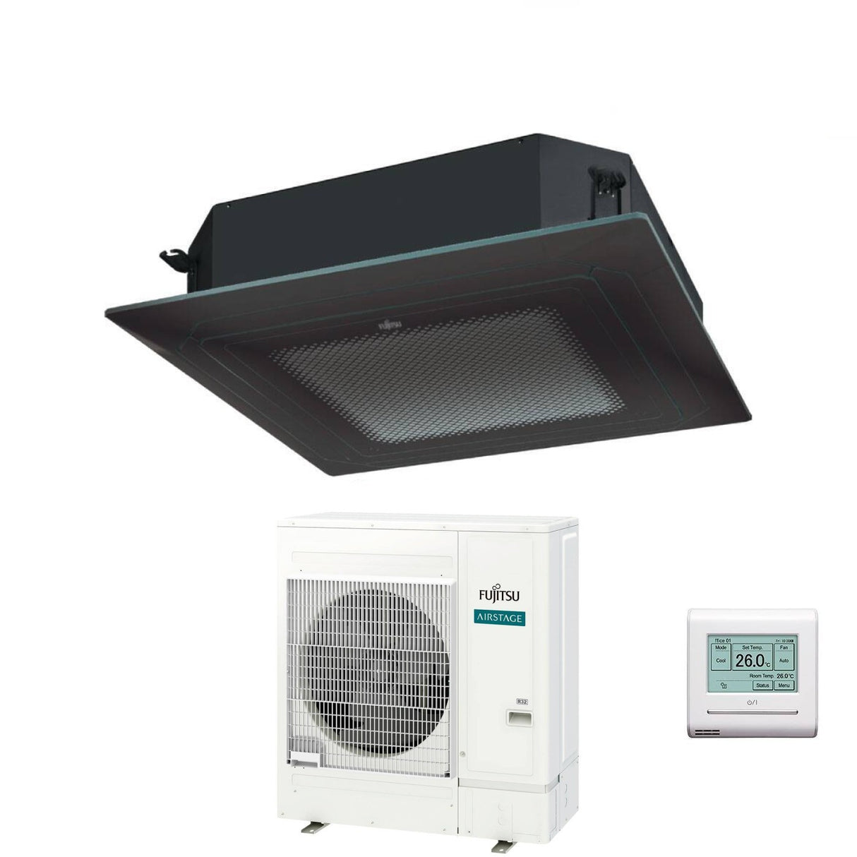 fujitsu condizionatore a cassetta fujitsu kr circular flow black 54000 btu auxg54krlb monofase r 32 wi fi optional con griglia e filocomando