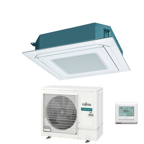 fujitsu condizionatore a cassetta fujitsu kr eco circular flow white 36000 btu auxg36krlb trifase r 32 wi fi optional con griglia e filocomando