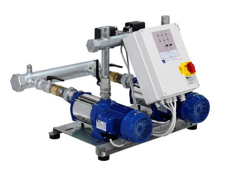 gruppo di pressurizzazione ebara con 2 pompe multistadio orizzontali con corpo in ghisa e collettori in inox 304 2gp compact a 15 t 2001050201m senza vaso e con predisposizione montaliquidi silenzioso