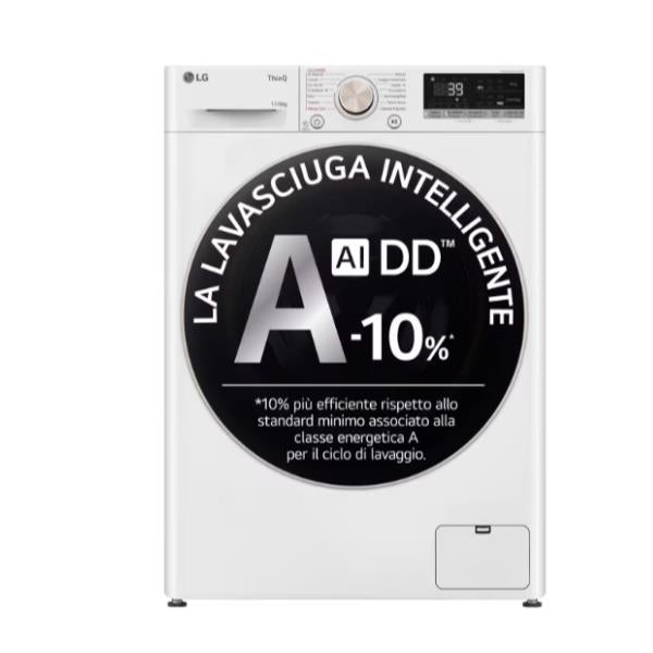 lg lavasciuga a carico frontale lg d4r7011tswg serie r7 11 kg lavaggio classe a 10 6 kg asciugatura classe d 1360 giri a85l60p565 wi fi bianco ean 8806084051202