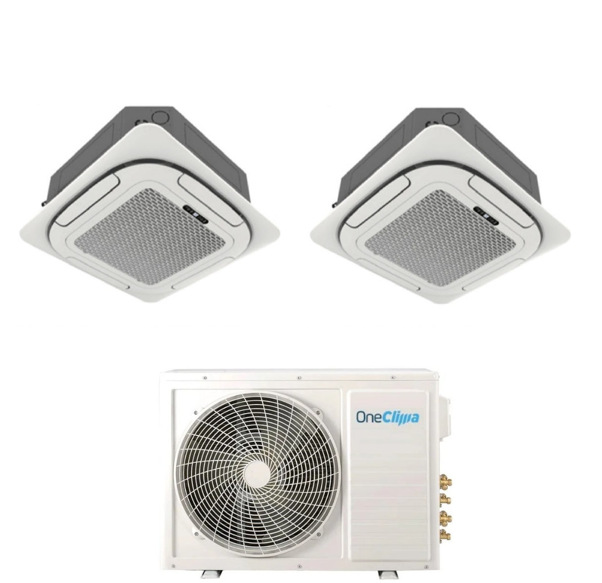 oneclima condizionatore oneclima dual split cassetta 4 vie 1212 con mlt21x3y24 r 32 wi fi optional griglia inclusa e telecomando di serie