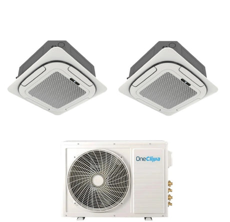 oneclima condizionatore oneclima dual split cassetta 4 vie 1212 con mlt27x3y24 r 32 wi fi optional griglia inclusa e telecomando di serie