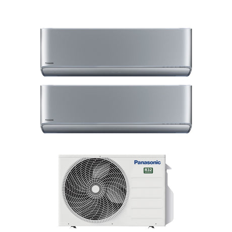 panasonic climatizzatore condizionatore panasonic dual split inverter serie etherea silver 712 con cu 2z50tbe r 32 wi fi integrato colore silver 700012000