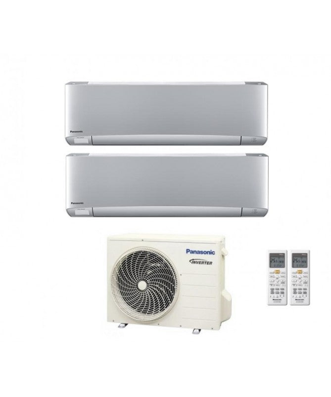 panasonic condizionatore panasonic dual split inverter serie etherea silver 99 con cu 2z50tbe r 32 wi fi integrato colore silver 90009000