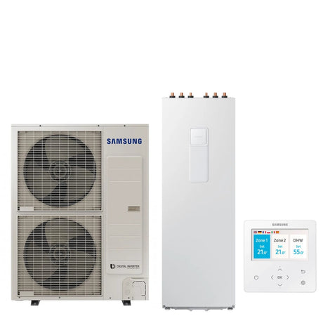 pompa di calore aria acqua splittata climatehub samsung ae120rxydeg eu _ bollitore ae260rnwmeg eu di 260 litri con comando incluso