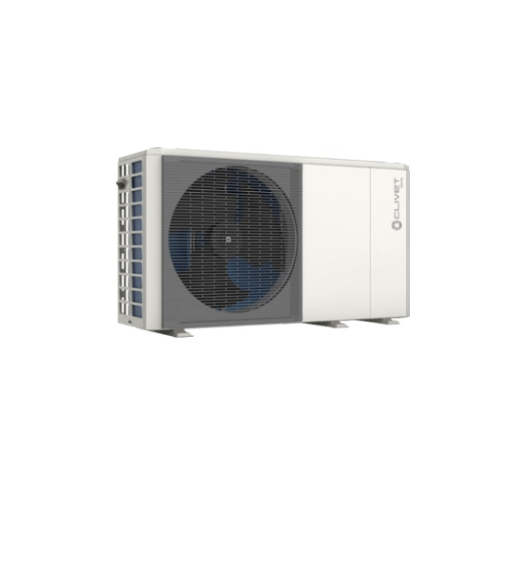 pompa di calore monoblocco aria acqua inverter clivet edge evo 2.0 exc 6 35 kw wisan yme 1 s 3.1 r 32 con comando a filo e wi fi incluso