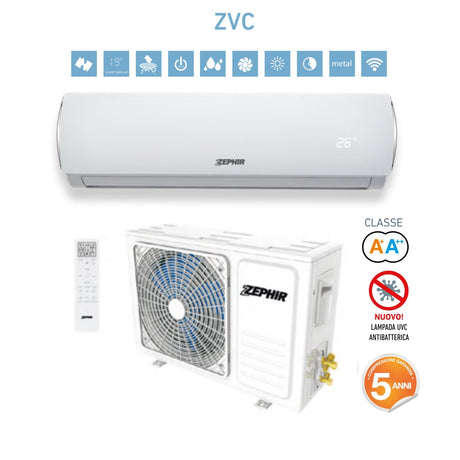 pronta consegna climatizzatore zephir monosplit serie smart clean 12000 btu zvc 9000 gas r 32 classe a__ a_ garanzia 5 anni spedizione su pedana assicurazione kasko inclusa