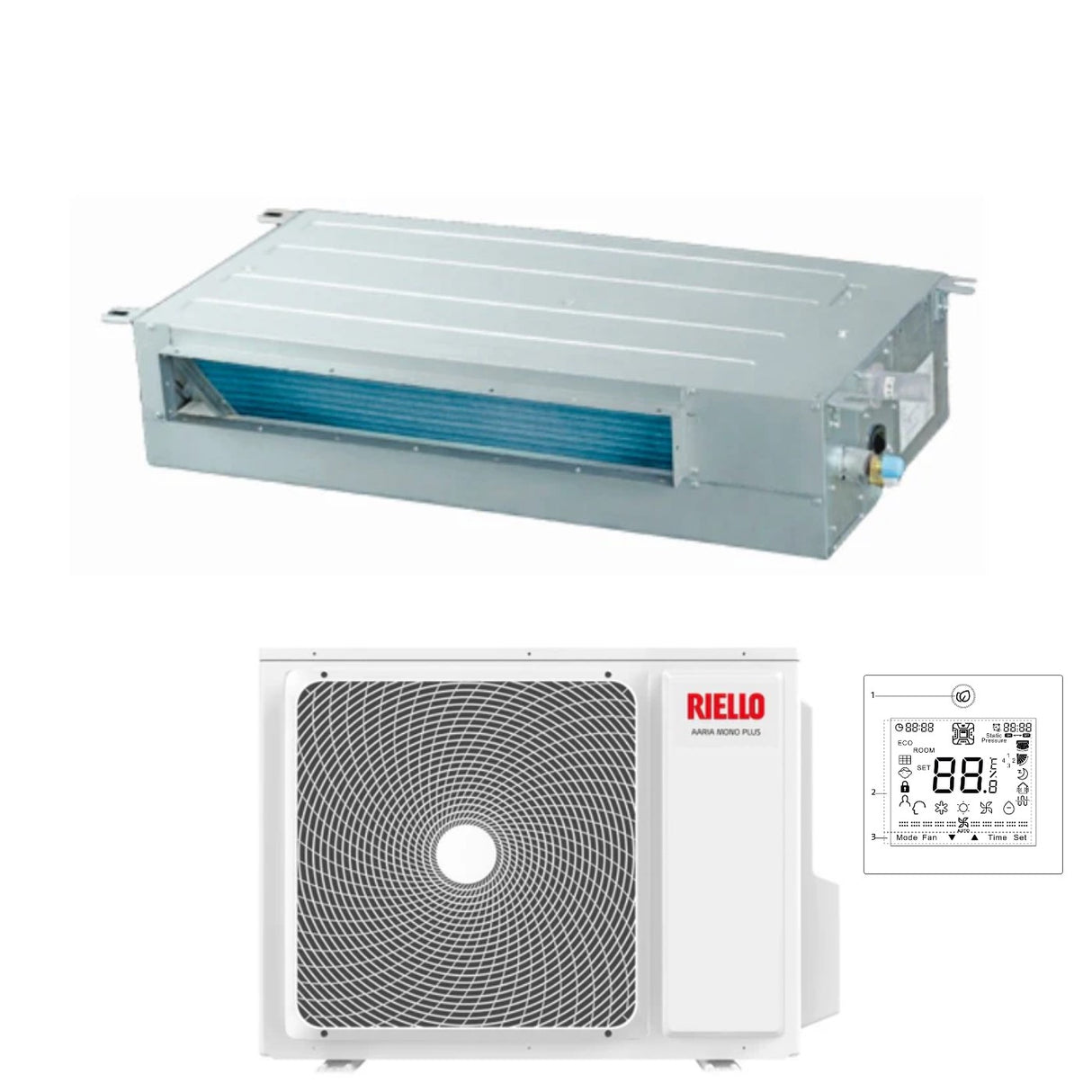 riello condizionatore canalizzato riello 9000 btu amd 25 pai 20216664 r 32 con comando a filo di serie