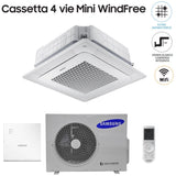 climatizzatore condizionatore samsung mini cassetta 4 vie windfree 12000 btu ac035nnndkh r 410 wi fi optional con telecomando wireless e pannello incluso