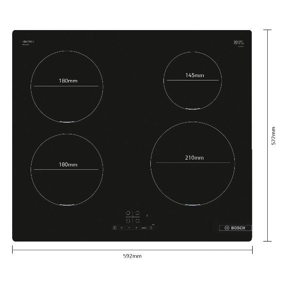 bosch piano cottura a induzione bosch pue611bb5j 4 fuochi l592xp522 vetro ceramica nero ean 4242005261208