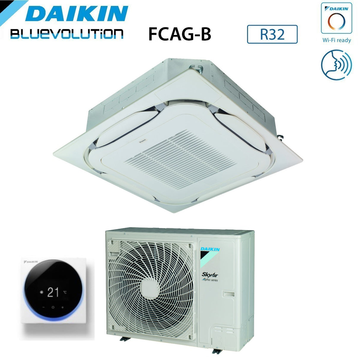 climatizzatore condizionatore daikin bluevolution a cassetta round flow 24000 btu fcag71b _ rzag71ny1 trifase r 32 wi fi optional con griglia standard inclusa