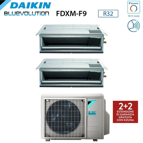 climatizzatore condizionatore daikin bluevolution dual split canalizzato canalizzabile inverter serie fdxm f9 9_12 con 2mxm40m r 32 wi fi optional 9000_12000 garanzia italiana 7820