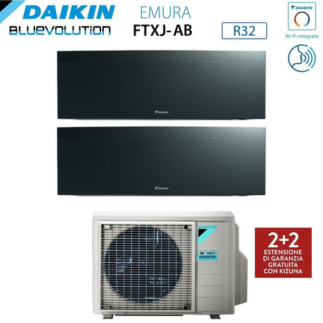 climatizzatore condizionatore daikin bluevolution dual split inverter serie emura black iii 7_15 con 2mxm68n r 32 wi fi integrato 7000_15000 colore nero garanzia italiana