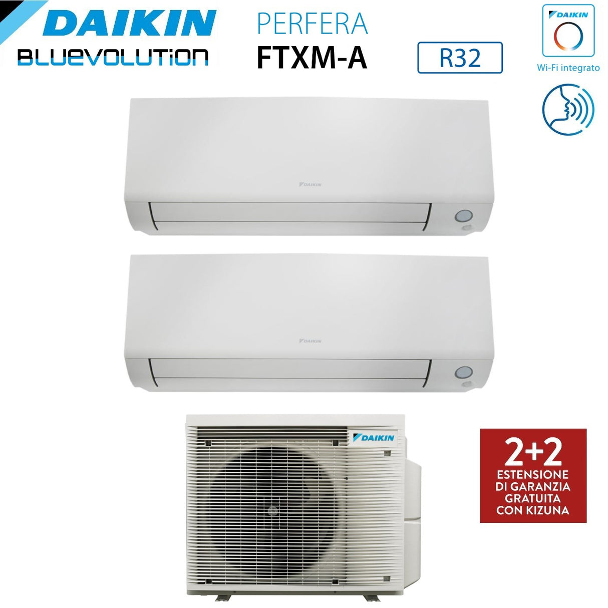 climatizzatore condizionatore daikin bluevolution dual split inverter serie perfera all season 9+18 con 2mxm50a r 32 wi fi integrato 9000+18000 garanzia italiana