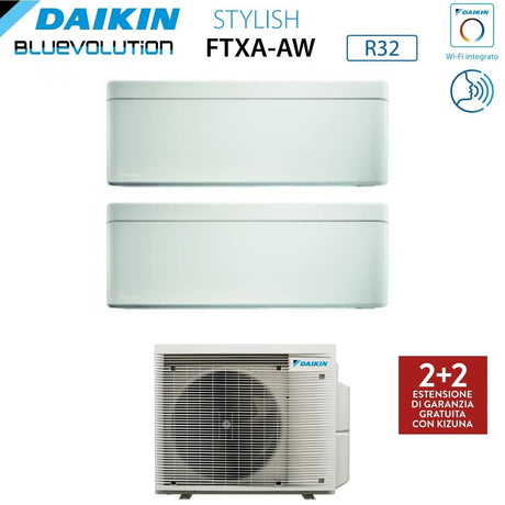 climatizzatore condizionatore daikin bluevolution dual split inverter serie stylish white 9_12 con 2mxm50m9 n r 32 wi fi integrato 9000_12000 colore bianco garanzia italiana