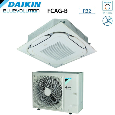 climatizzatore condizionatore daikin bluevolution inverter a cassetta round flow skyair alpha series 42000 btu fcag125b _ rzag125nv1 monofase r 32 wi fi optional con griglia standard